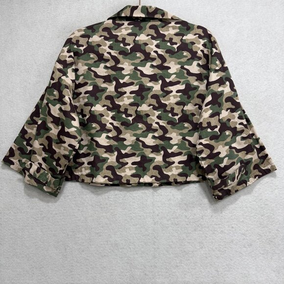 Zara Camo Shirt Skirt Set Womens XS Green Camouflage 2 Piece Military Utility - Picture 7 of 16